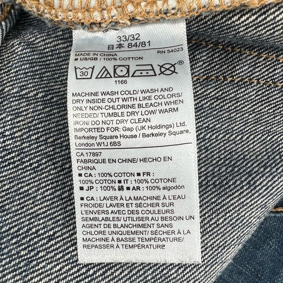 GAP Straight Fit Denim Jeans Size 33 x 32 Men's - Picture 5 of 5